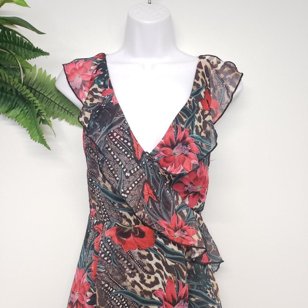 Guess Maxi Floral and Cheetah Print Dress Size Small - Picture 2 of 15